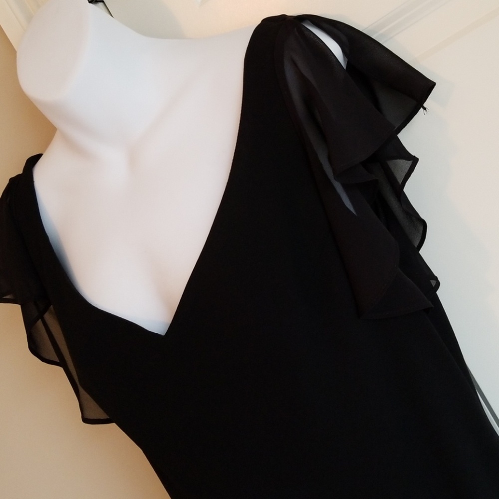 LBD - black vneck dress w/beading detail